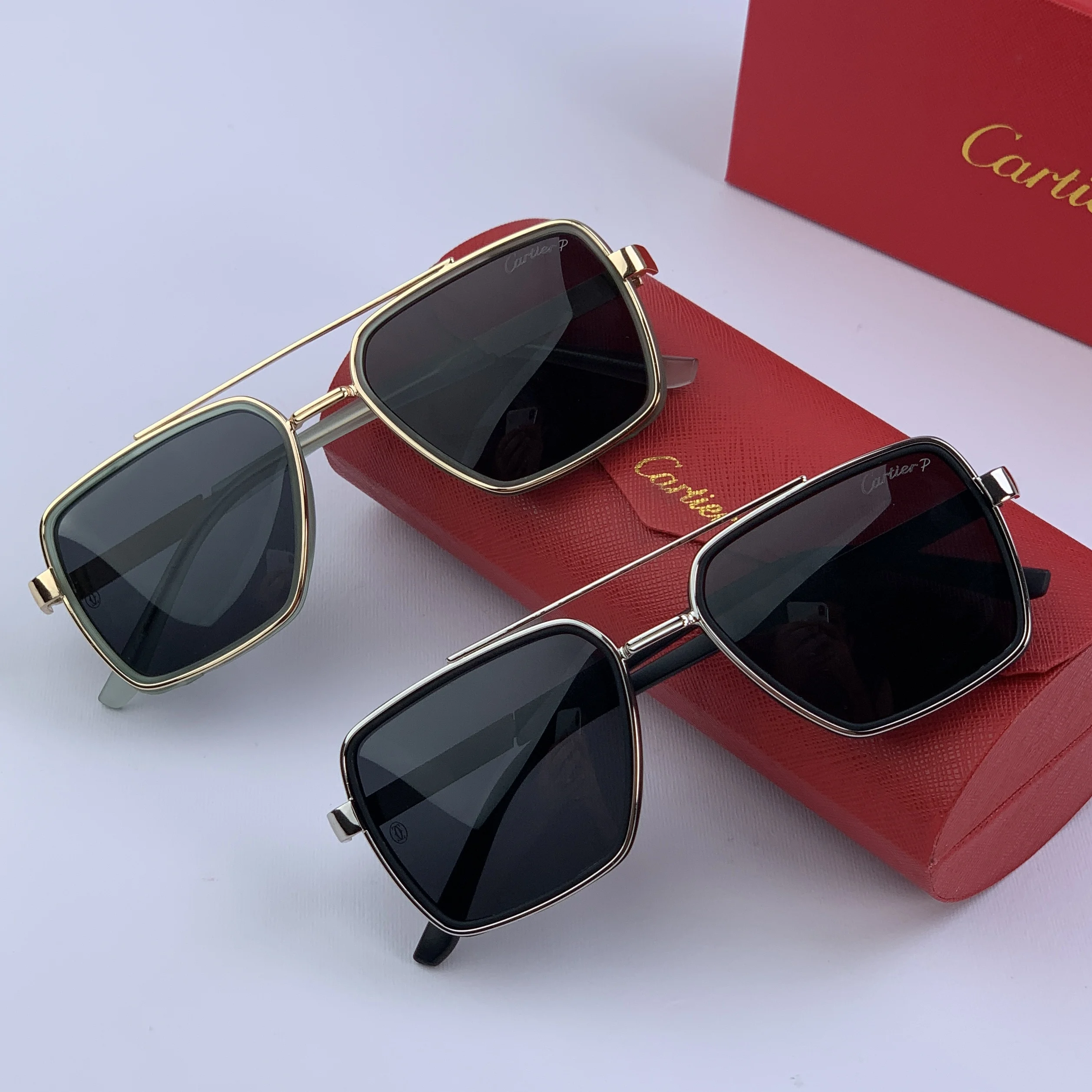 عینک آفتابی فلزی پلاریزه دسته سیم کشی برند کارتیر کد 357