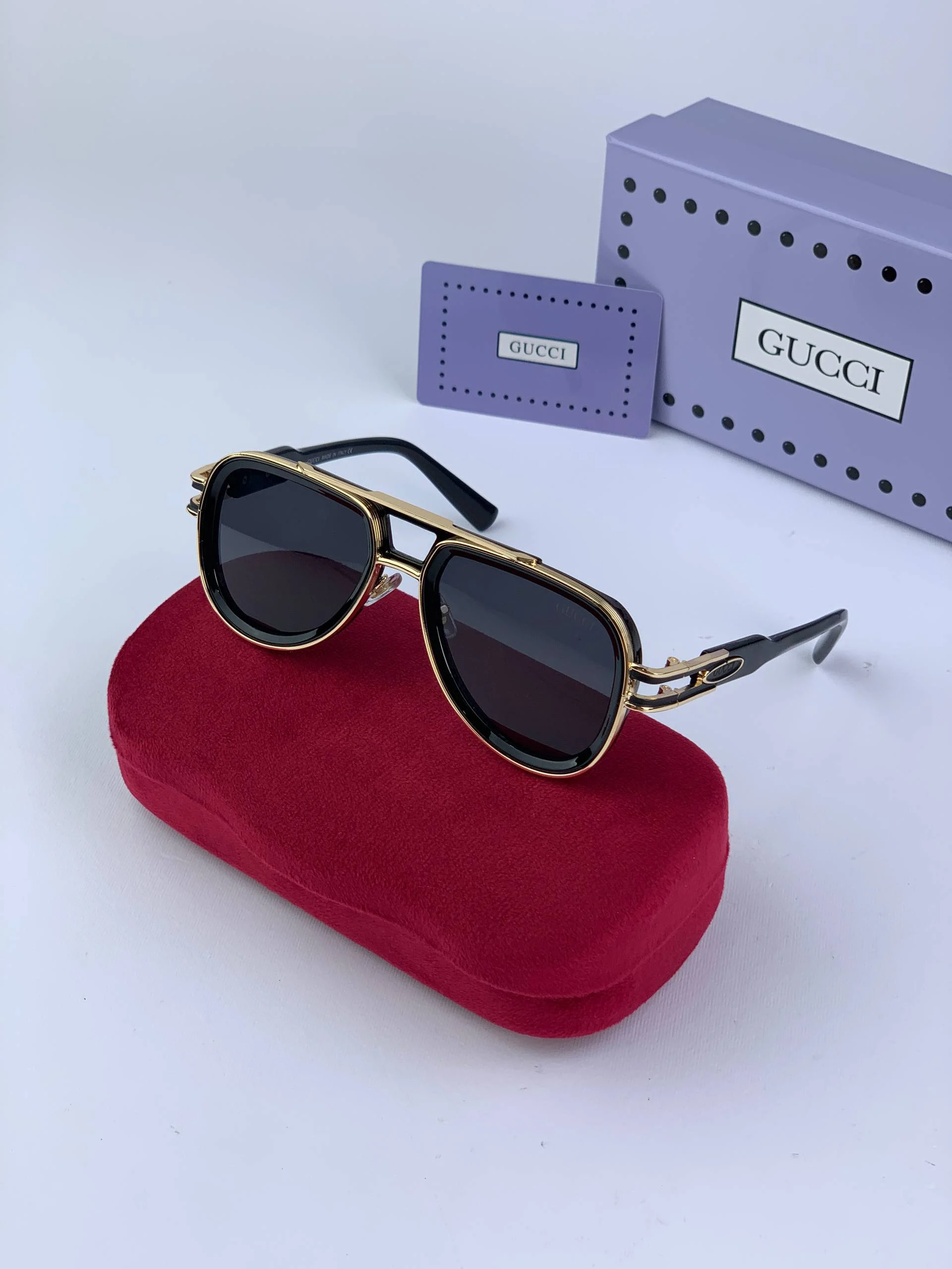 عینک آفتابی خلبانی فلزی کائوچو برند گوچی کد 807
