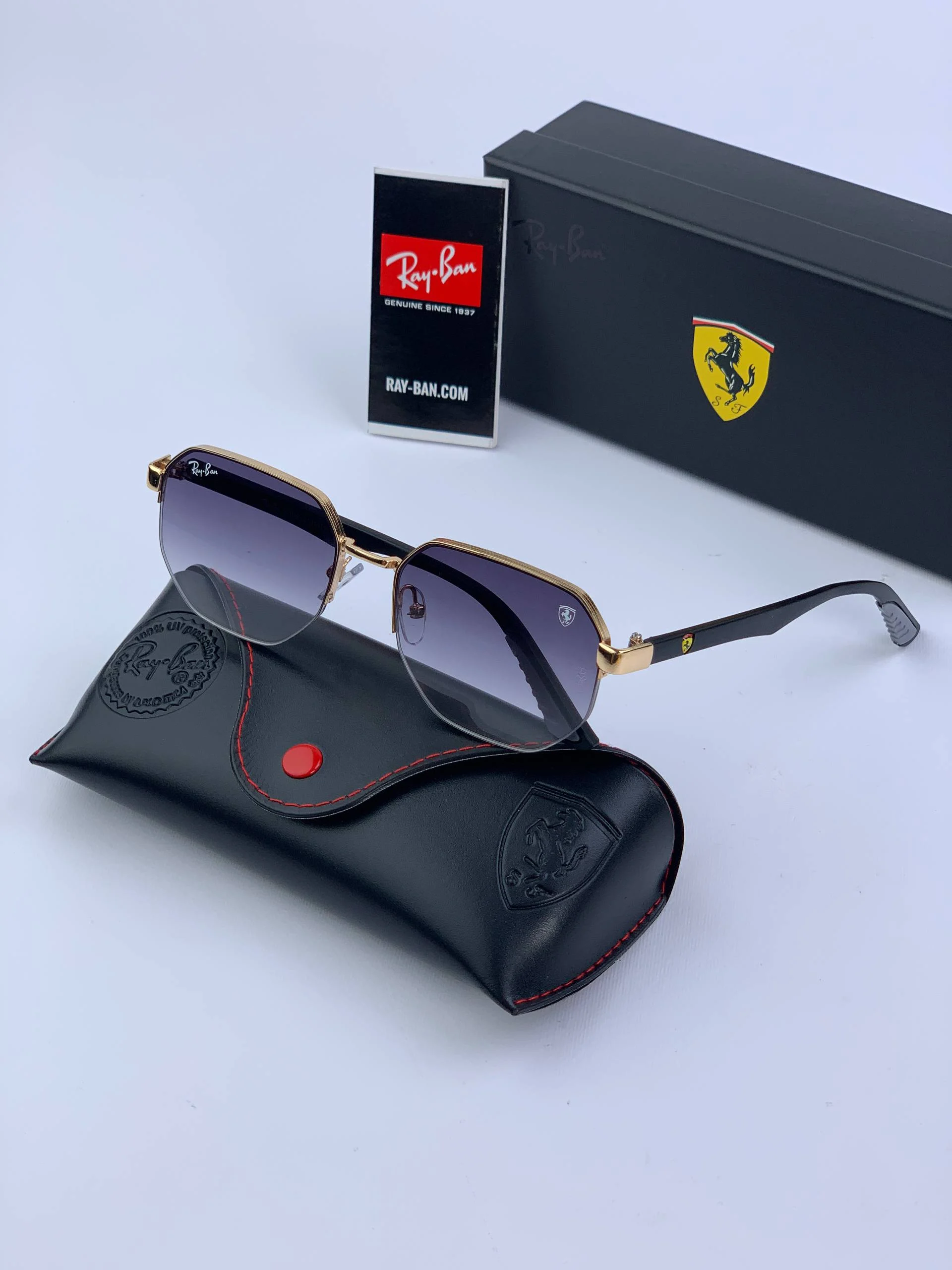 عینک آفتابی فریم لس فلزی برند ریبن فراری کد 1234